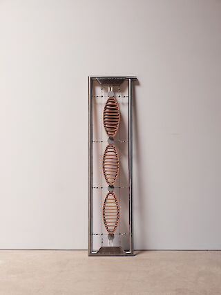 Rahmen aus rostfreiem Chromstahl, 1’300 mm x 300 mm, mit gespannten Drahtseilen