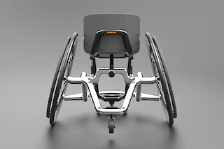 Boxrahmen hinten mit integriertem Rad, als Kippschutz bei rasanten Rücklehn-Manövern