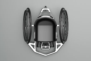 Die Gestaltung basiert auf einer geometrischen Formensprache, gut erkennbar von oben in der Aufsicht.