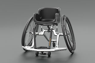 Zwei konstruktive Einheiten: 1. Boxrahmen, Antriebsräder, Kippstütze mit einem Rad hinten; 2. integrierte Steuerachse, Sitz, Fussablage