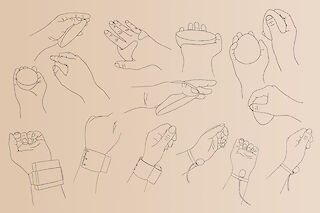 Schmeichelnde Objekte für unterschiedlich ausgeprägte Empfindsamkeit der Handteller und Fingerspitzen