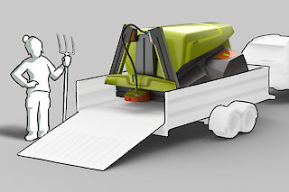 Das Einklappen der Arme erlaubt den Transport im Autoanhänger.