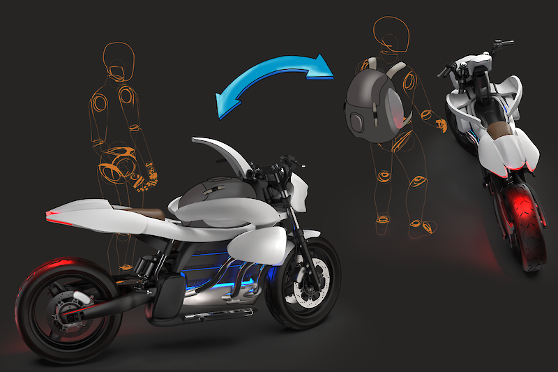 Der Rucksack lässt sich im Motorrad verstauen. Dank der grösseren Bewegungsfreiheit wird die Fahrt sicherer und bequemer.