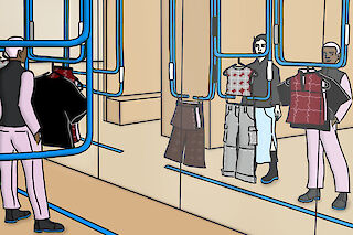 Wandspiegel ermöglichen eine Vorschau ohne Anprobe.