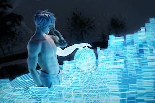 Der in die Handfläche eingebettete Bildschirm lässt die Grenzen zwischen physischer und virtueller Welt verschwinden.