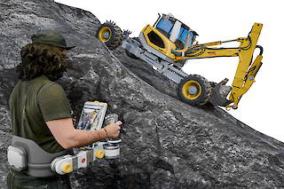 Schreitbagger aus sicherer Distanz bedienen: mit der ortsunabhängigen Fernbedienung «Barry.