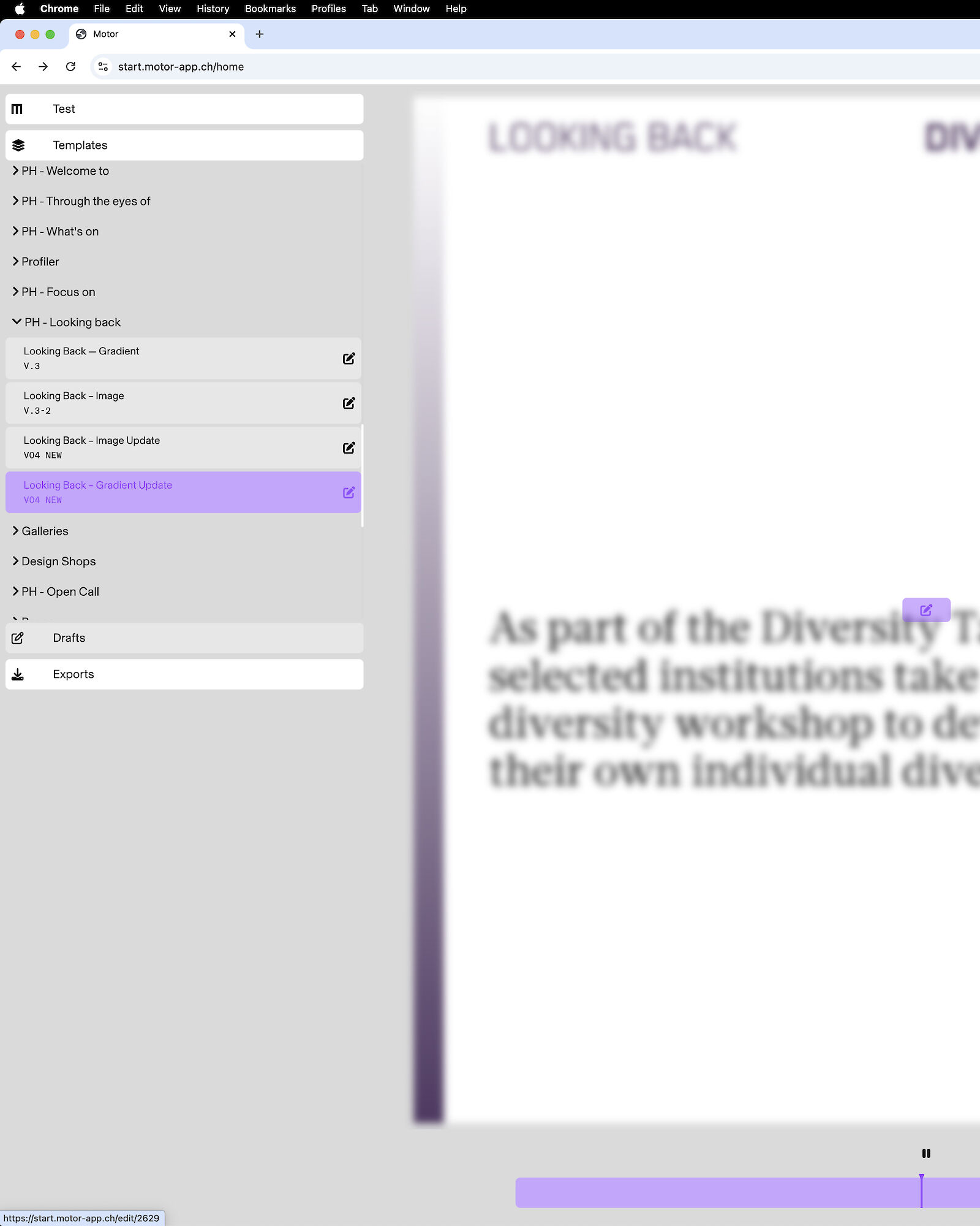 Motor dashboard - a newly developed internal application for micro-content.